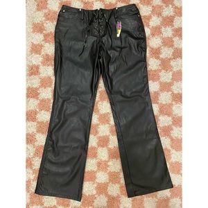Y2K PVC Faux Leather Lace-up Waist Pants